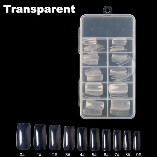 100pcs of transparent color full cover nail tips