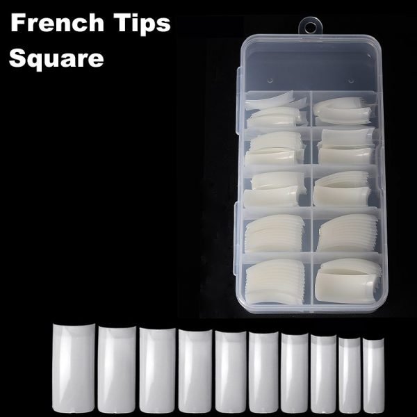 100pcs Square French Nail Tips in box