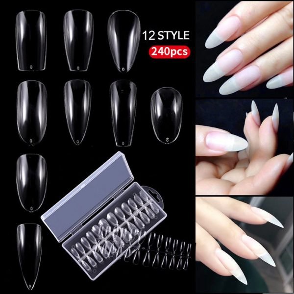 240pcs super thin seamless nail tips multiple shapes