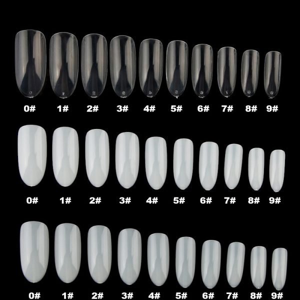 3 colors of Artificial Oval Shape Full Cover Nail Tips