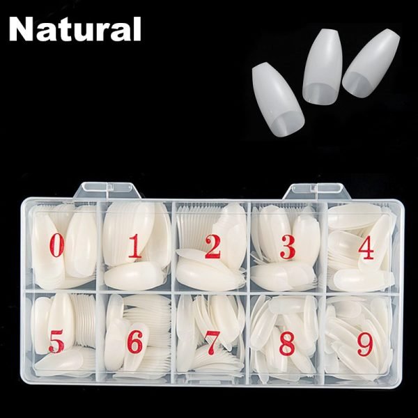 500pcs Ballerina Coffin Half Cover Nail Tips in natural