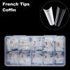 500pcs Coffin Shape Flat Head French Nail Tips With Box