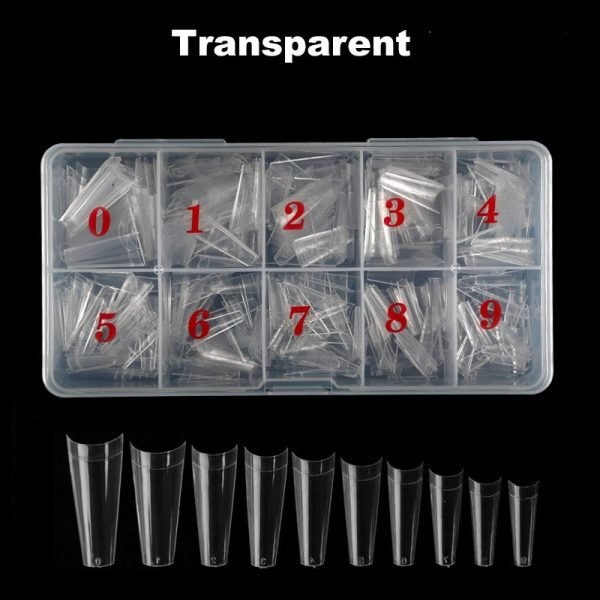 500pcs Coffin Shape Flat Head French Nail Tips With Box in transparent