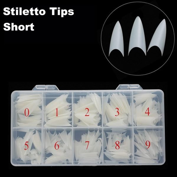 500pcs Stiletto French Nail Tips In Box