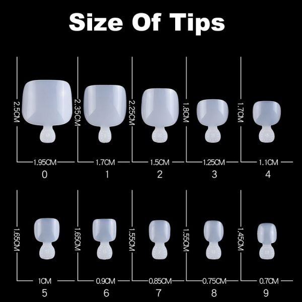 Size of toe tips