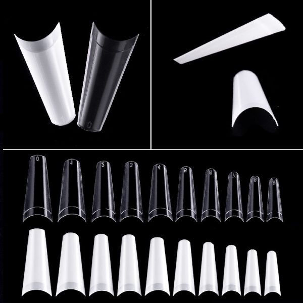 details of 500pcs Coffin Shape Flat Head French Nail Tips With Box