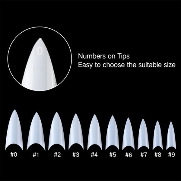 details of 500pcs Stiletto French Nail Tips In Box