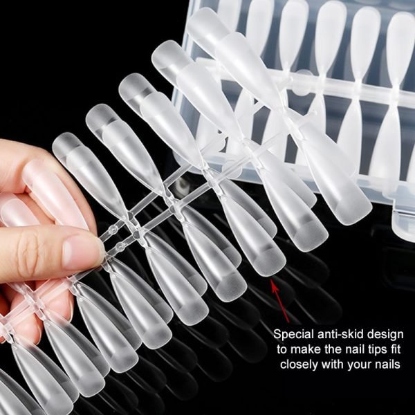 details of Semi-frosted seamless nail tips in multiple shape