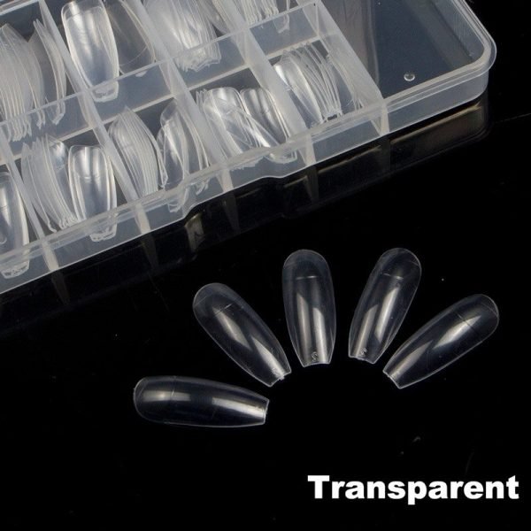 transparent color ballerina half cover nail tips
