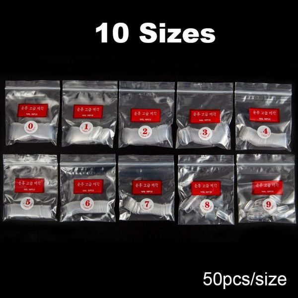 10 sizes of 500pcs Full Cover Nail Tips in bag