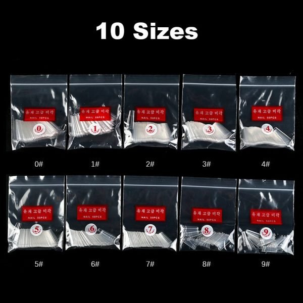 10 sizes of Flat Head Coffin French Nail Tips