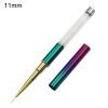 11mm of Nail Art Liner Detail Brush With Rhinestone Decorated Colorful Metal Handle And Cap