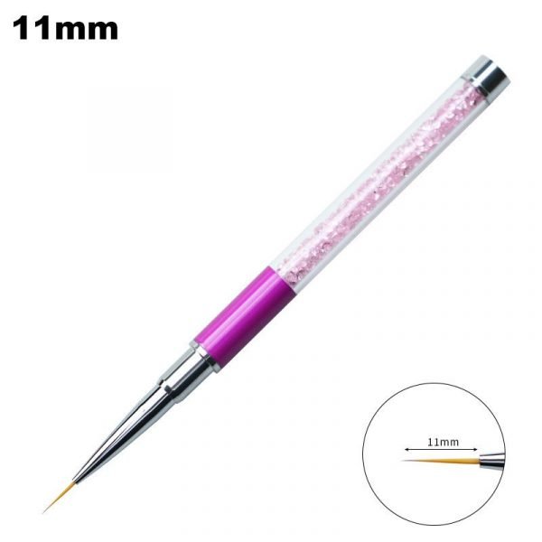 11mm of Nail Art Liner Detail Brush With Rhinestone Metal Handle And Cap