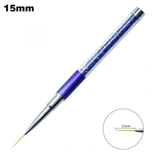15mm of Nail Art Liner Detail Brush With Rhinestone Metal Handle And Cap