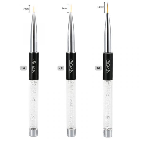 3 different sizes of Nail Art Liner Brush With Diamond Acrylic Handle