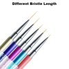 5 length of Nail Art Liner Detail Brush With Rhinestone Metal Handle And Cap