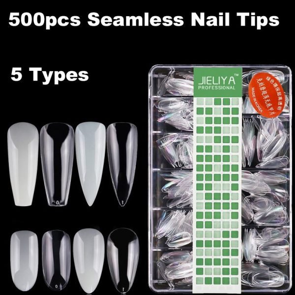 500PCS 5styles Ultra Thin Crease-Free Nail Tips With Box