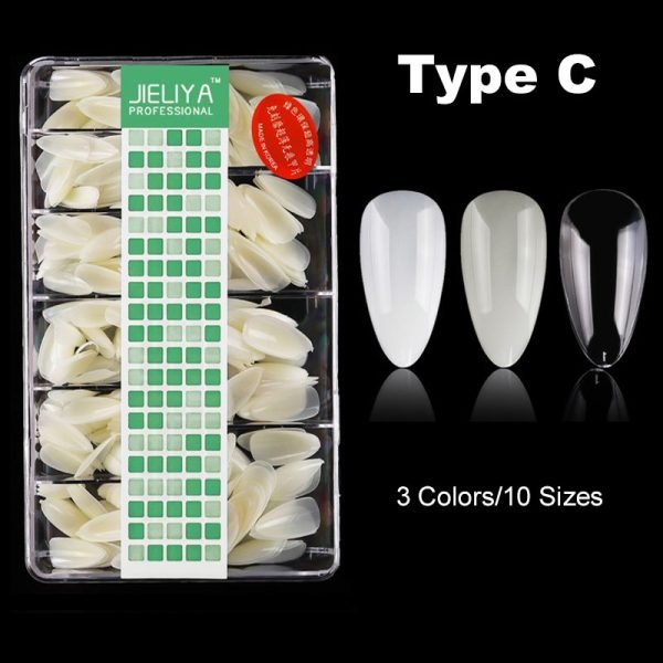 500PCS 5styles Ultra Thin Crease-Free Nail Tips With Box-TypeC