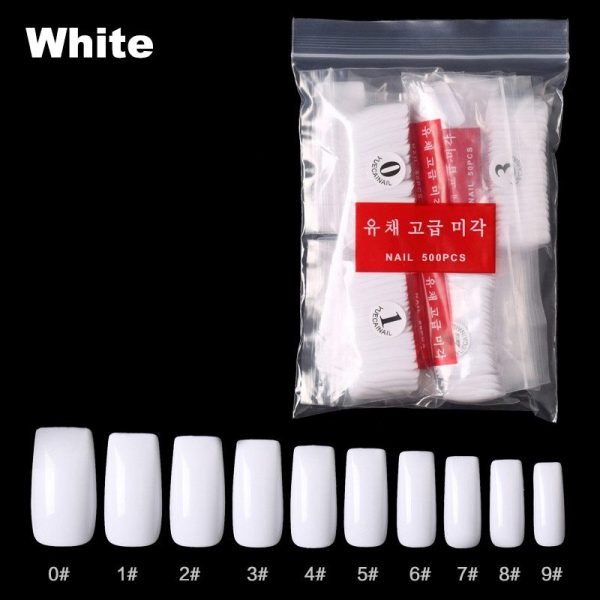 500pcs Full Cover Nail Tips in white color