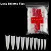 500pcs Long French Stiletto Nail Tips in bag