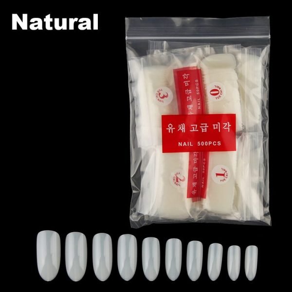 500pcs oval shape full cover nail tips in natural