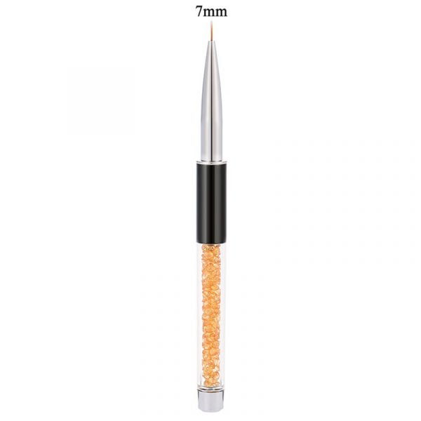 7mm hair of Nail Art Liner Brush With Gold Diamond Acrylic Handle