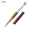 7mm of Nail Art Liner Detail Brush With Rhinestone Decorated Colorful Metal Handle And Cap