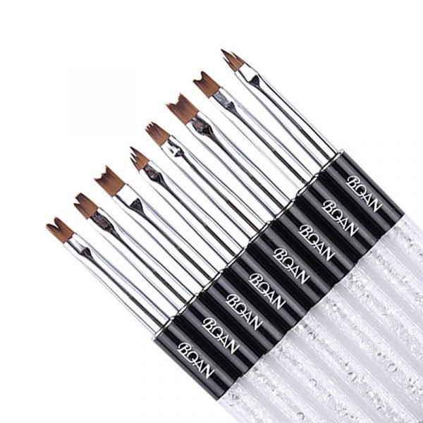 8 Types Crystal Acrylic Handle Nail Art Brush One Stroke Flower Painting Petal Brush