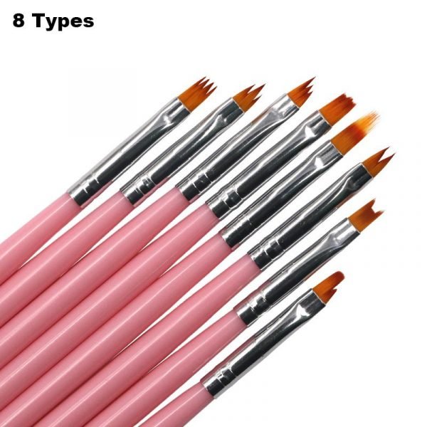 8 Types Plastic Handle Nail Art Brush One Stroke Flower Painting Petal Brush-1