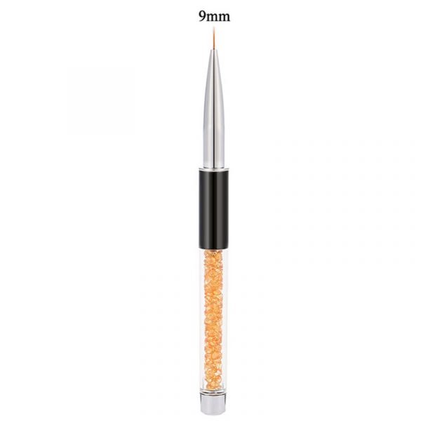 9mm hair of Nail Art Liner Brush With Gold Diamond Acrylic Handle