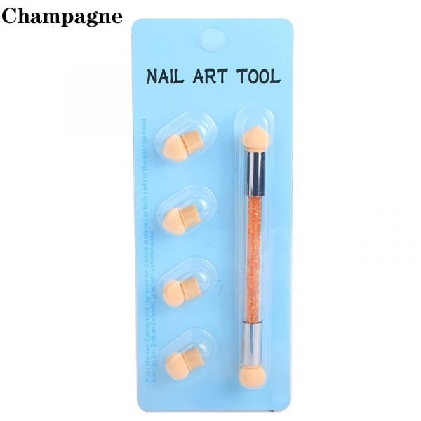 Champagne of Double-Ended Nail Gradient Shading Pen With 4 Replacement Sponge Head