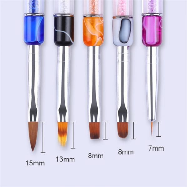 Detail of 5 Types Multi-functional Crystal Acrylic Handle Nail Art Brush