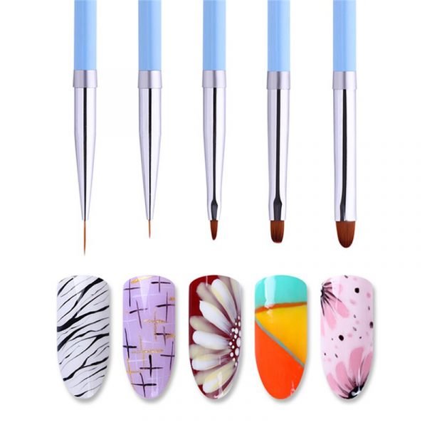 Detail of 5 Types Multi-functional Gradient Color Metal Handle Nail Art Brush-2