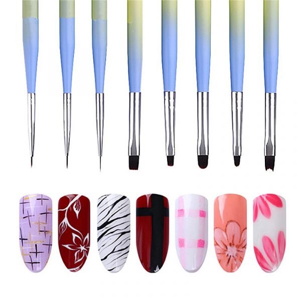 Detail of 8 Types Gradient Color Wooden Handle Nail Art Brush
