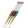 Detail of Nail Art Liner Detail Brush With Rhinestone Decorated Colorful Metal Handle And Cap-2