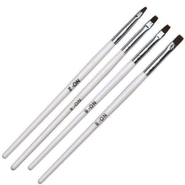 Different Sizes of Gel Nail Brush With White Wooden Handle