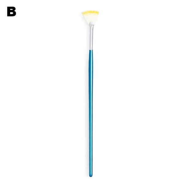 Fan-shaped Foundation Brush Glitter Powder Brush With Blue Wooden Handle