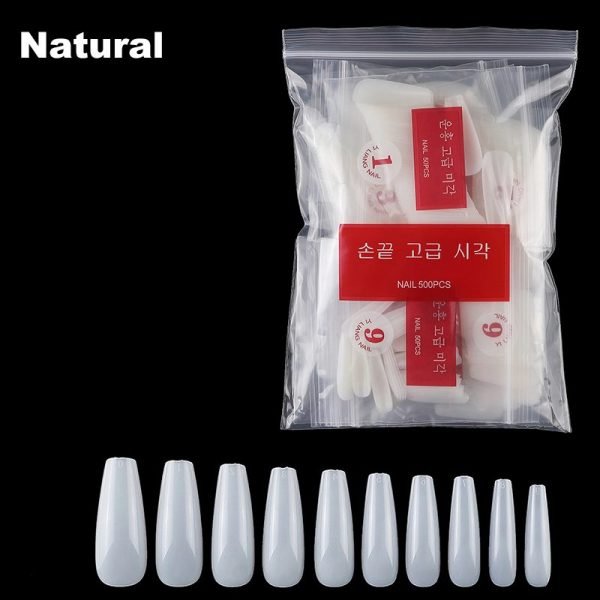 Long Coffin Ballerina Nail tips In natural color