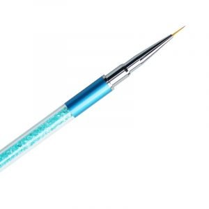 Nail Art Liner Detail Brush With Rhinestone Metal Handle And Cap