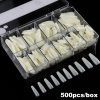 Package of 500PCS 5styles Ultra Thin Crease-Free Nail Tips With Box