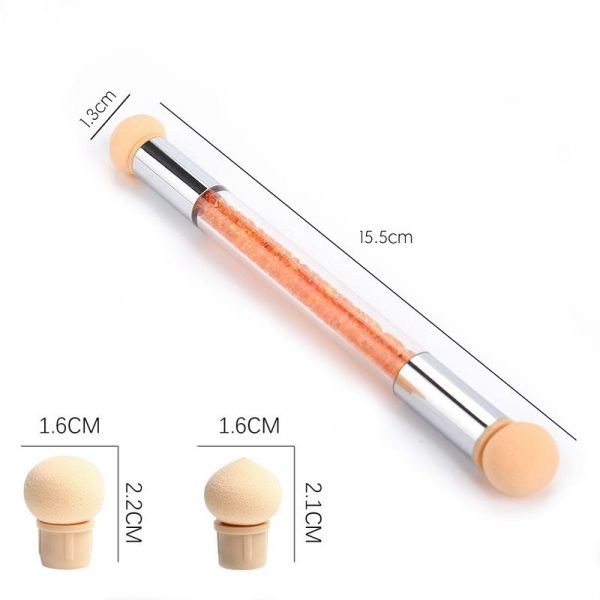 Size of Double-Ended Nail Gradient Shading Pen With 4 Replacement Sponge Head