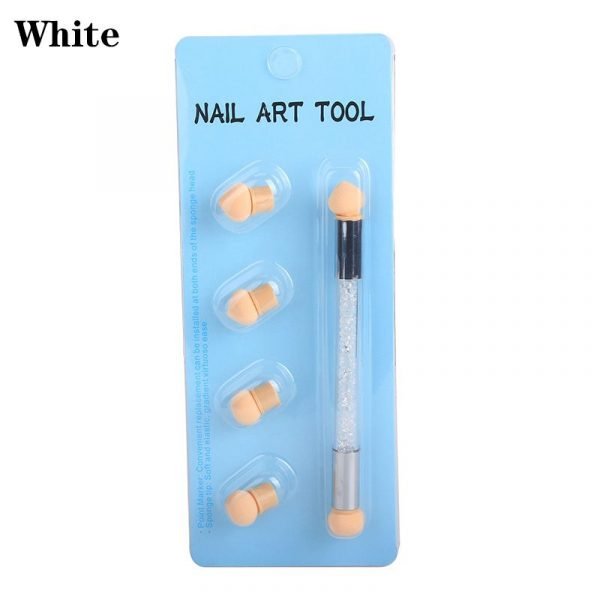 White of Double-Ended Nail Gradient Shading Pen With 4 Replacement Sponge Head