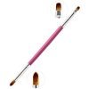 detail of Double Head Pink Wooden Handle Gradient Painting Pen Drawing Brush