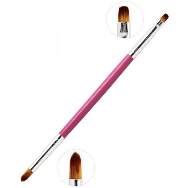 detail of Double Head Pink Wooden Handle Gradient Painting Pen Drawing Brush