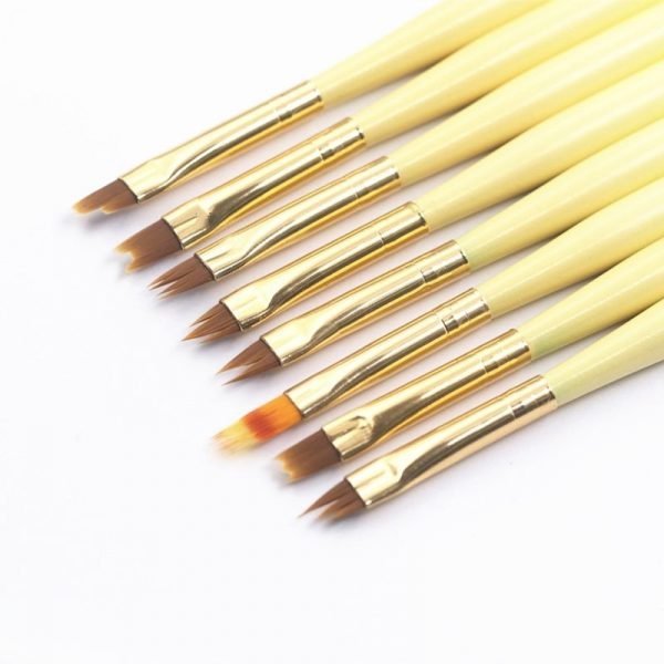 detail of Gradient Color Wood Handle 3D Flower Painting Ombre Nail Art Brushes