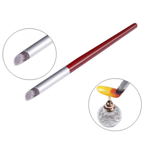 detail of Wood Handle Gradient Color Change Nail Art Dye Drawing Painting Angled Brush-4
