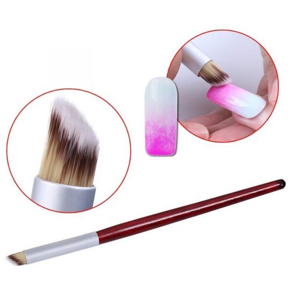 detail of Wood Handle Gradient Color Change Nail Art Dye Drawing Painting Angled Brush-5