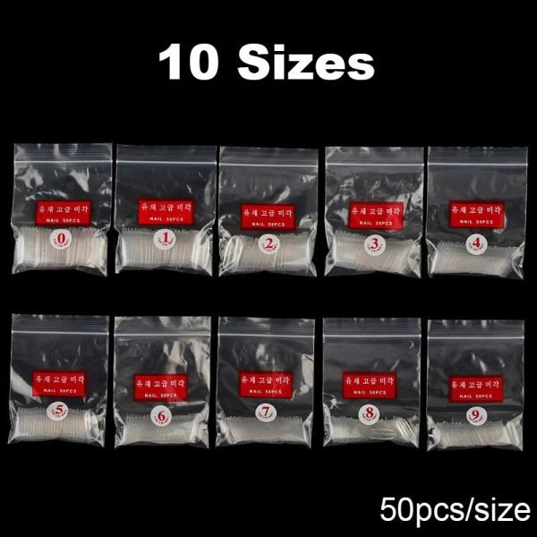 detail of oval shape full cover nail tips