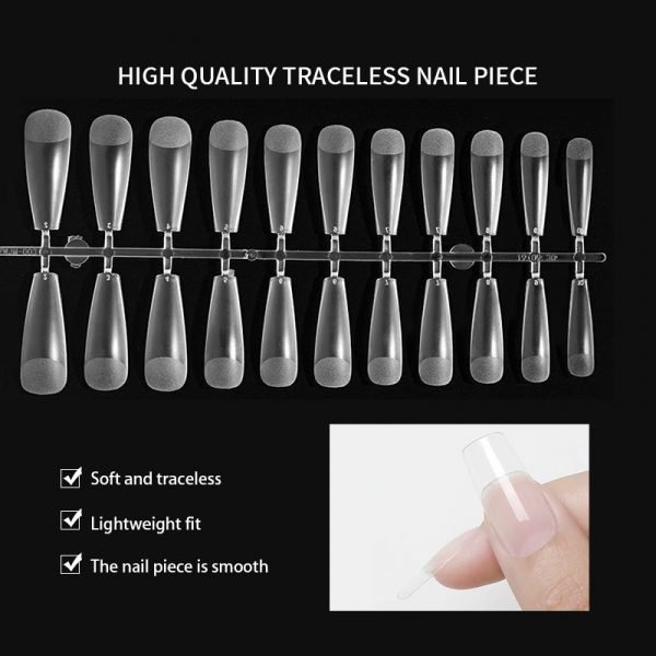details of 504PCS 5styles Ultra Thin Crease-Free Semi-Frosted Nail Tips With Box-1