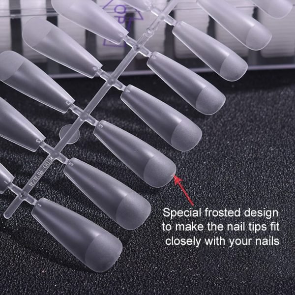 details of 504PCS 5styles Ultra Thin Crease-Free Semi-Frosted Nail Tips With Box-2